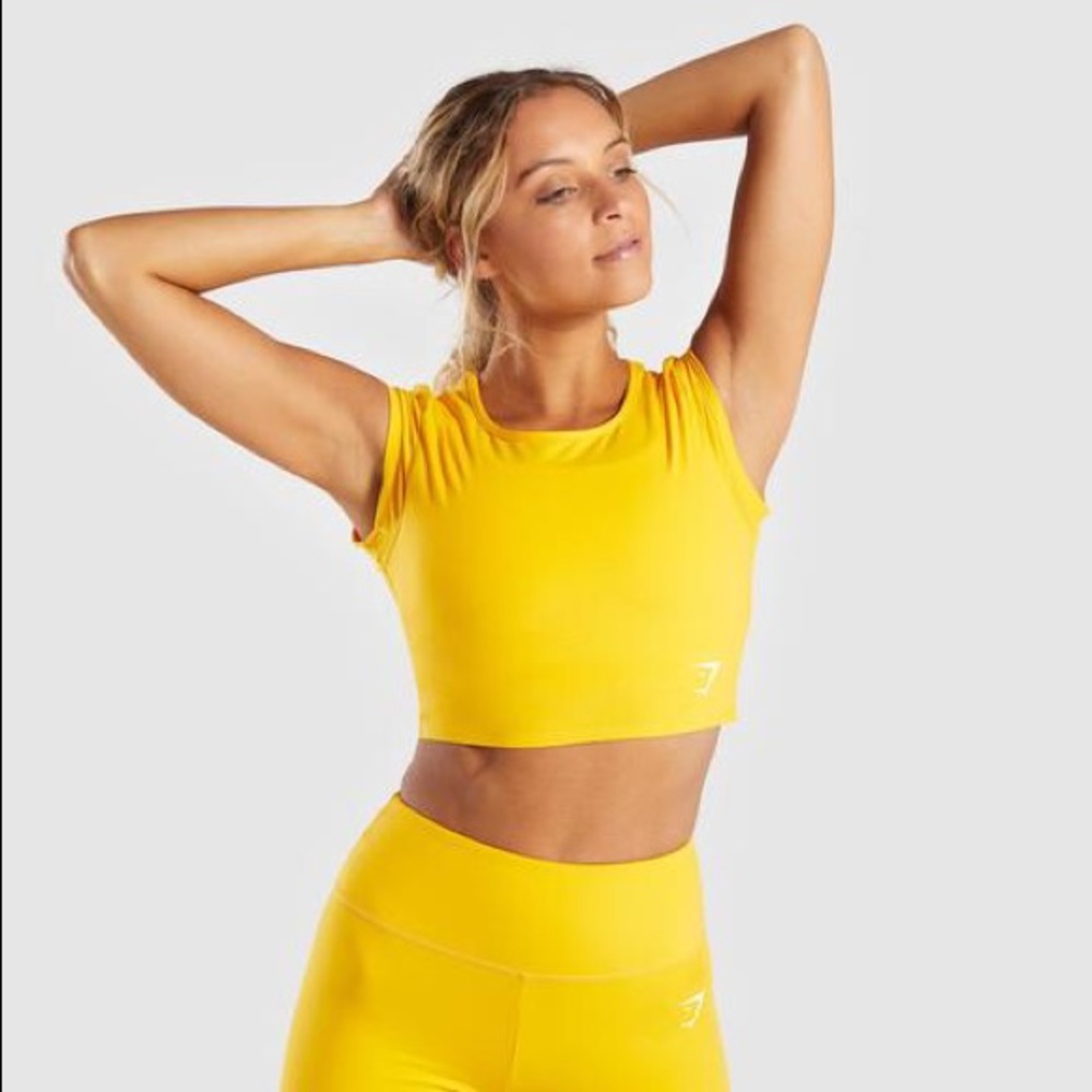 Gymshark Dreamy Cap Sleeve Crop Top Citrus Yellow